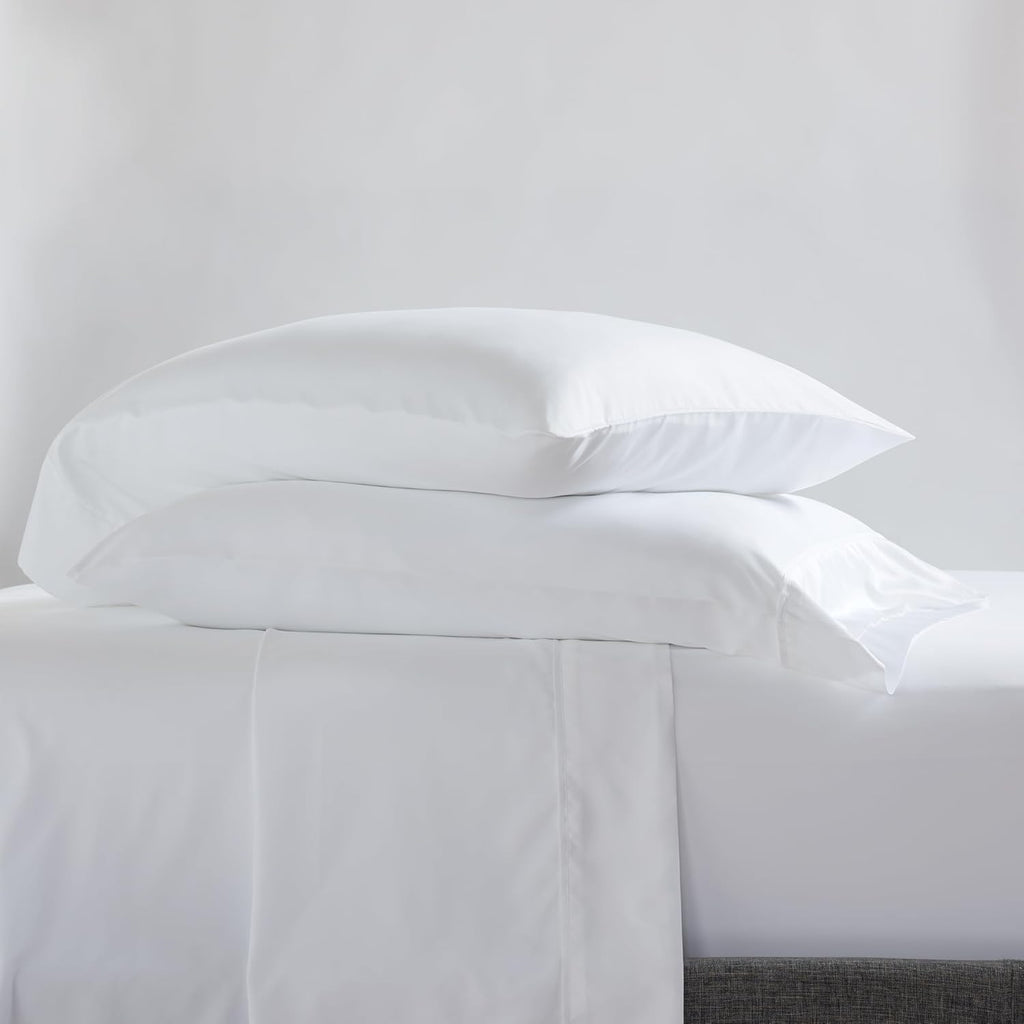 Pack Serta Classic 2 PLAZAS: Juego de Sábanas Blancas + Protector colchón + almohadas