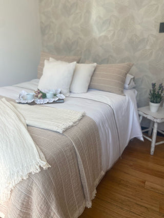 Piecera Oporto Beige 130x240 cm , 100% Algodón Portugués