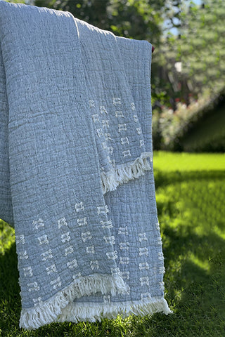 Piecera Oporto Azul Diseño 130x240 , 100% Algodón
