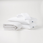 Pack Serta Classic 1 ½ PLAZA: Juego de Sábanas Blancas + Protector colchón + almohada