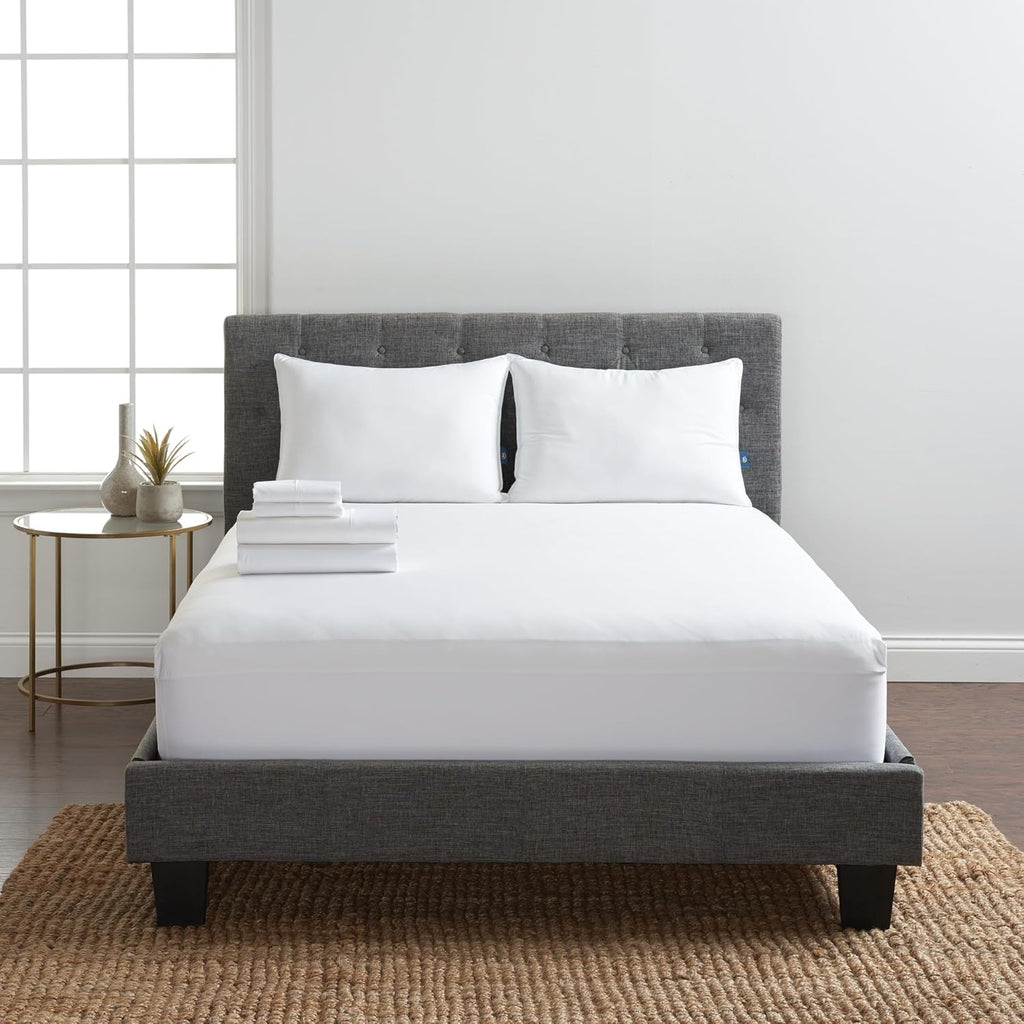 Pack Serta Classic KING: Juego de Sábanas Blancas + Protector colchón + almohadas